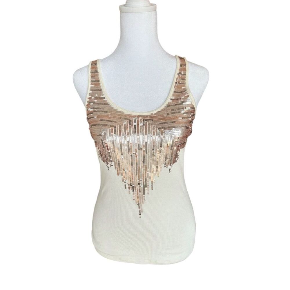 Express Women's Gold Sequin Sleeveless Tank Top Size XS Party Summer